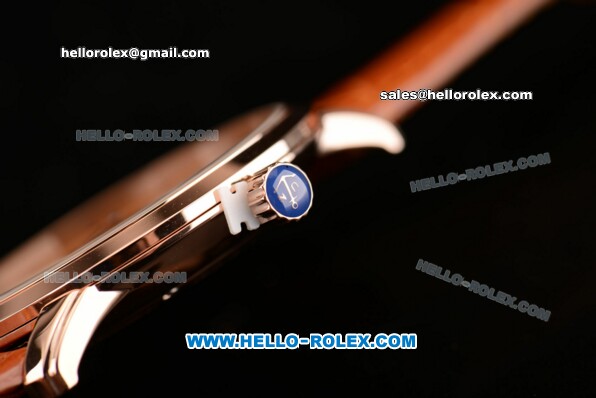 Ulysse Nardin Classico Miyota OS2035 Quartz Rose Gold Case with Stick Markers Rose Gold Dial and Orange Leather Strap - Click Image to Close